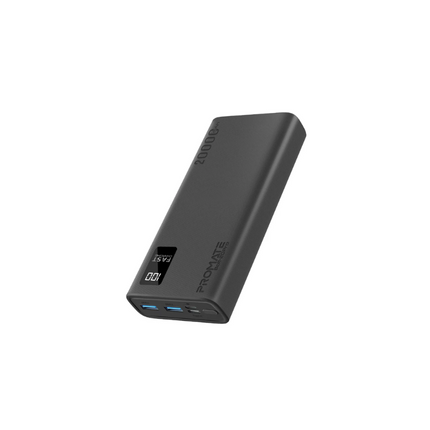 Promate iPhone 15 Portable Charger High-Capacity 20000Mah Slim Power Bank Dual USB Ports 10W Type-C Input/Output Port