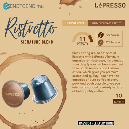 LePresso Aluminum capsules Blended 10pc - Ristretto