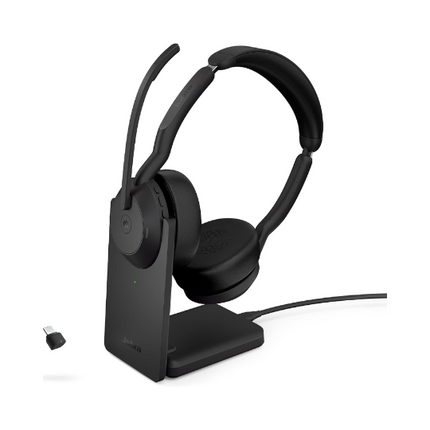 Jabra Evolve2 55 Stereo Wireless Headset with Charging Stand AirComfort Technology