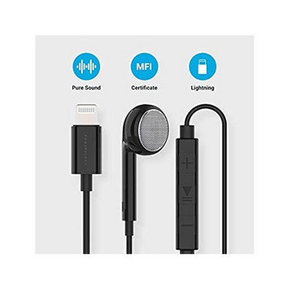 Powerology Single Earphone with MFi Lightning Connector Black