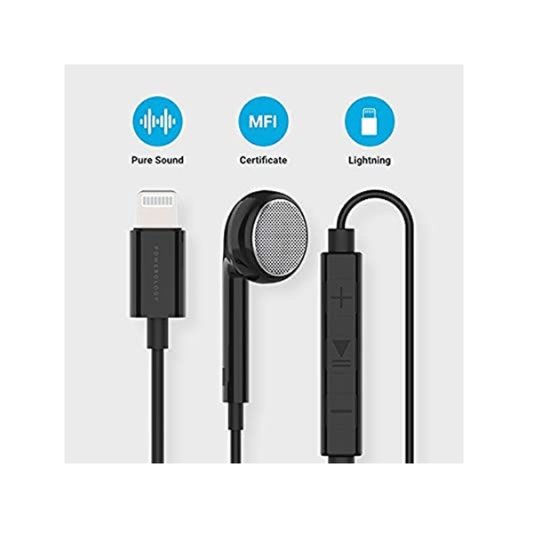 Powerology Single Earphone with MFi Lightning Connector Black