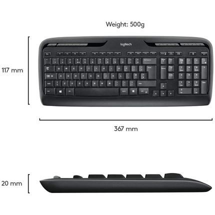 Logitech MK330 Wireless Keyboard and Mouse Combo - Black - US Int'l