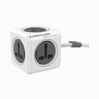 Allocacoc PowerCube Extended 1.5m Cable Universal Plug UK Grey