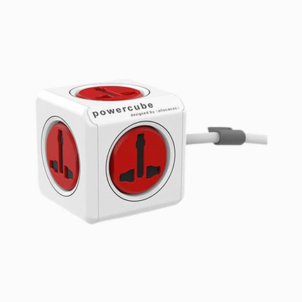 Allocacoc PowerCube Extended Universal Plug UK Red