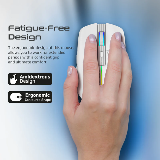 Promate Wireless Ergonomic Optical Mouse with LED Rainbow Lights