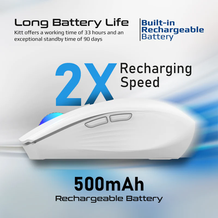 Promate Wireless Ergonomic Optical Mouse with LED Rainbow Lights