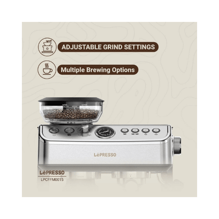 LePresso Advanced Espresso Coffee Maker 2.8L with Bean Grinder 20Bar - Silver