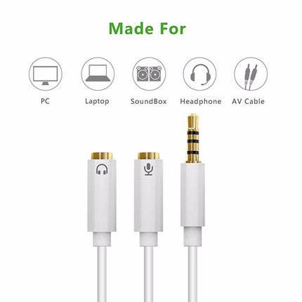 Ugreen 3.5Mm Male To Dual 3.5Mm Female Headset Splitter White