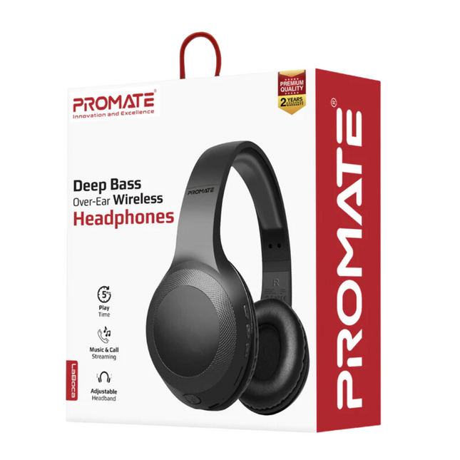 Promate Headset Deep Bass Over-Ear Wireless Headphones