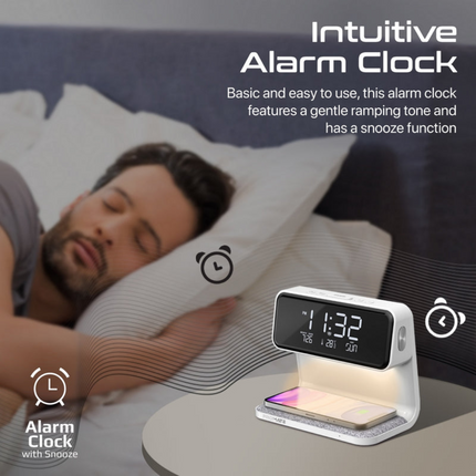 Promate Multi-Function LED Alarm Clock with 15W Wireless Charger