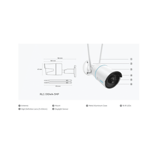 Reolink RLC-510WA 5MP WiFi Outdoor Security Camera with Smart Detection