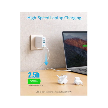Anker USB C Charger PowerPort 3-Port 65W BLACK