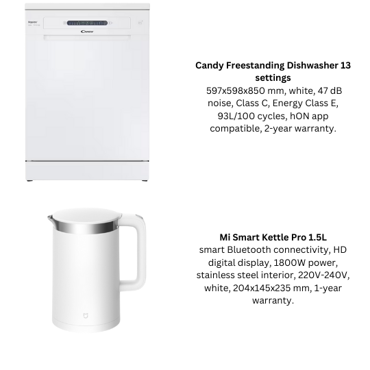 Candy Dishwasher Free standing 13 settings + Mi Smart Kettle Pro 1.5 L