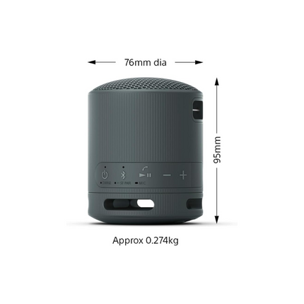 Sony SRS-XB100 Wireless Bluetooth Portable Lightweight CompactDurable IP67 Waterproof & Dustproof 16 HR BatteryBlack