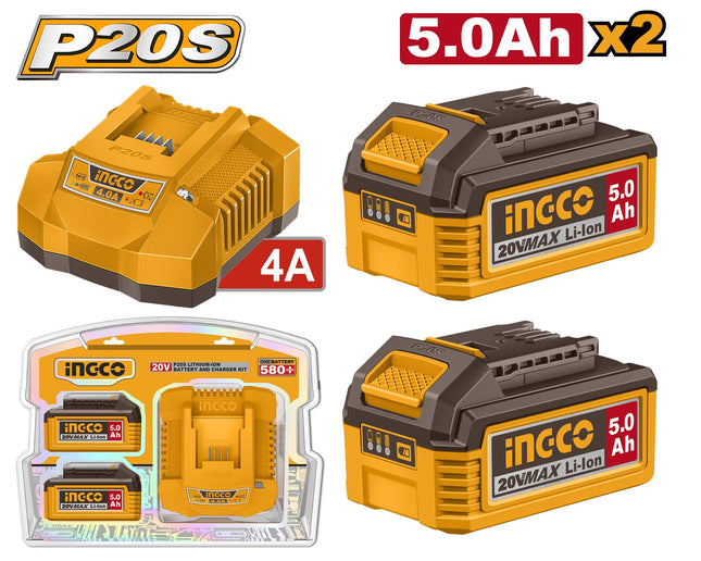 INGCO P20S LITHIUM-ION BATTERY AND CHARGER KIT FBCPK2513