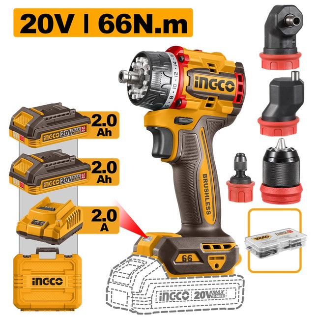 INGCO CORDLESS MULTI-HEAD DRILL DRIVER CDLI206686