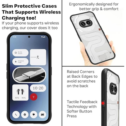 Clear Phone Case for Nothing Phone (2a) Soft Bumper with Clear Hard PC Back with Screen Protector