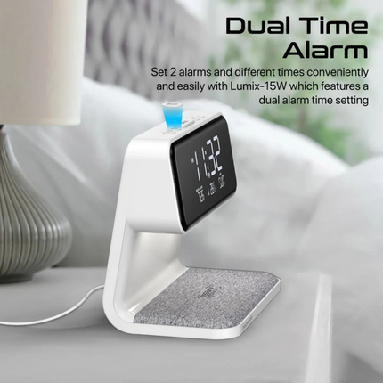 Promate Multi-Function LED Alarm Clock with 15W Wireless Charger