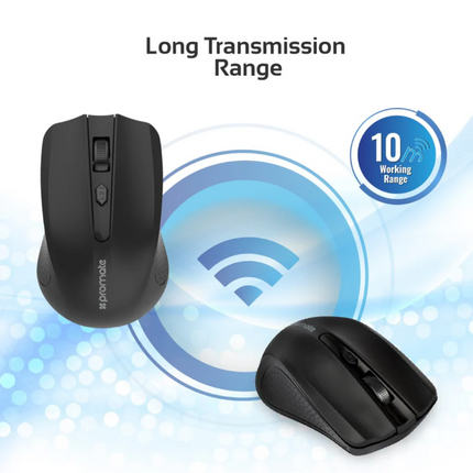 Promate 2.4GHz Wireless Ergonomic Optical Mouse