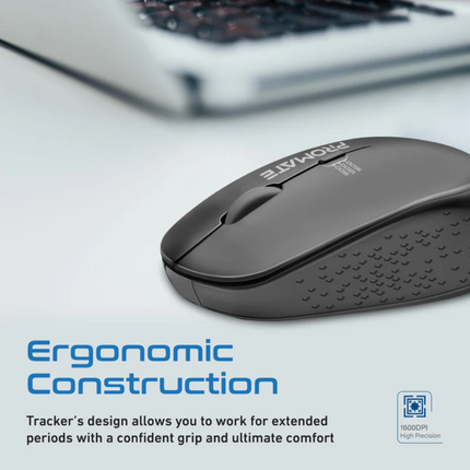 Promate MaxComfort® Ergonomic Wireless Mouse 1600DPI