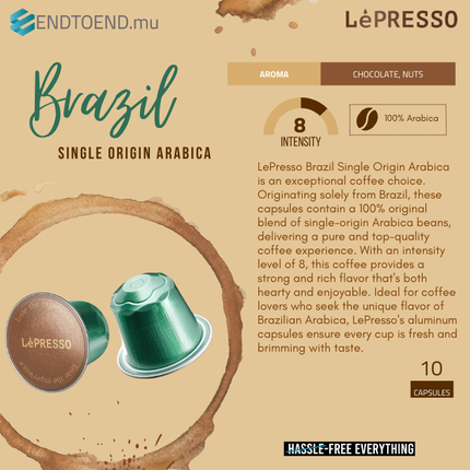 LePresso Aluminum capsules Single Origin Arabica 10pc - Brazil