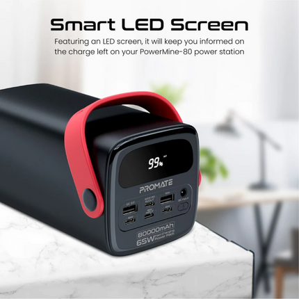 Promate 80 000mAh High-Capacity 65W Fast-Charging Power Pack