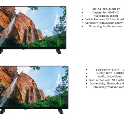 Myros Smart Tv 55'' UHD - 4K + Myros Smart Tv 43'' FHD