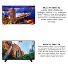 Myros Smart Tv 75'' UHD - 4K + Myros Smart Tv 43'' FHD