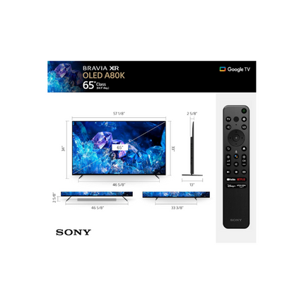 Sony OLED 65 inch BRAVIA XR A80K Series 4K Ultra HD TV: Smart Google TV with Dolby Vision XR-65A80K