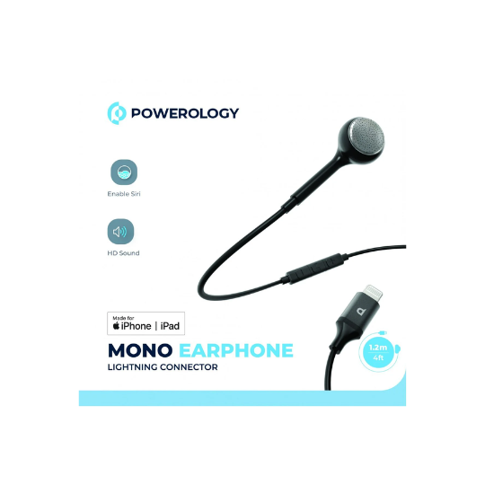 Powerology Single Earphone with MFi Lightning Connector Black