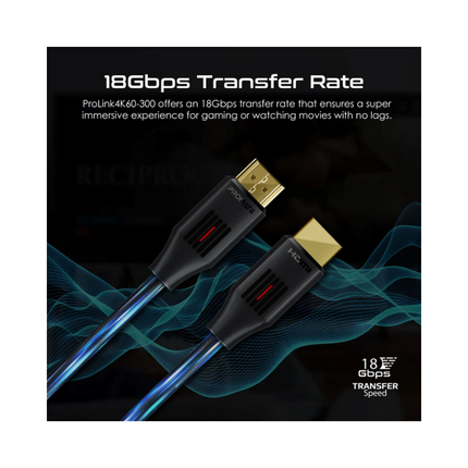 Promate HDMI 2.0 Cable 4K 60Hz HDMI to HDMI Slim 3m Cable with 3D Video Support 18Gbps Bandwidth Ethernet Support and Gold-Plated Connectors