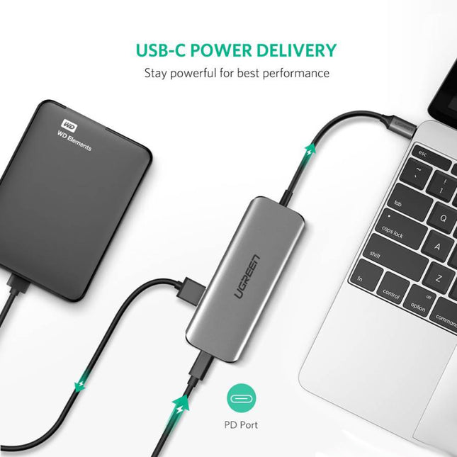 Ugreen Type C To 4 Ports Usb 3.0 Hub Gray