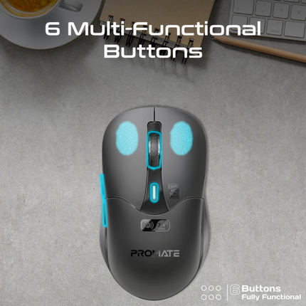 Promate Dual Mode Rechargeable Wireless Mouse with BT & RF Connectivity