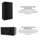 Candy Side by Side Fridge - 532 L-CHSBSO 6174B + Candy Freestanding Microwave Oven -25 L - CMW25STB-19