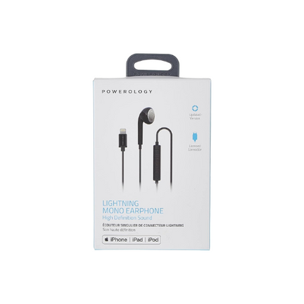 Powerology Single Earphone with MFi Lightning Connector Black