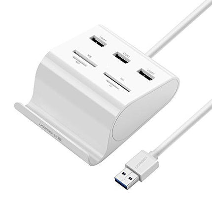 Ugreen Usb 3.0 3 Ports Hub+ 4 Card Reader Converter 1M White
