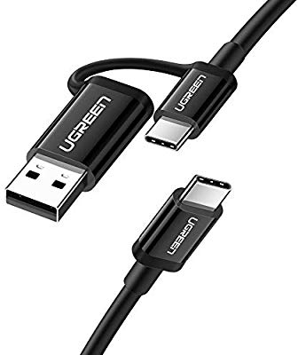 Ugreen Type C M To Type C M+Usb A M Data Cable Black 1M