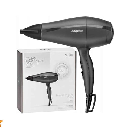 BABYLISS HAIR DRYER POWER DRY LIGHT 2000 WATTS BLACK