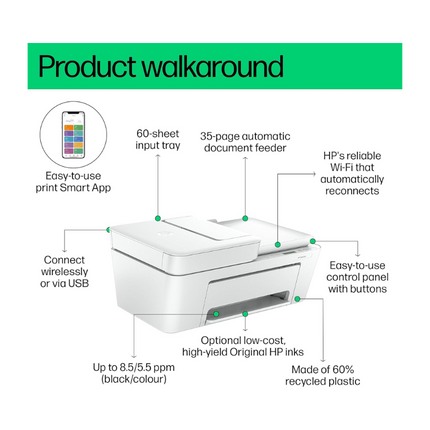 HP DeskJet Ink Advantage 4276 Wireless Print Scan Copy All-in-One Printer 60K49C