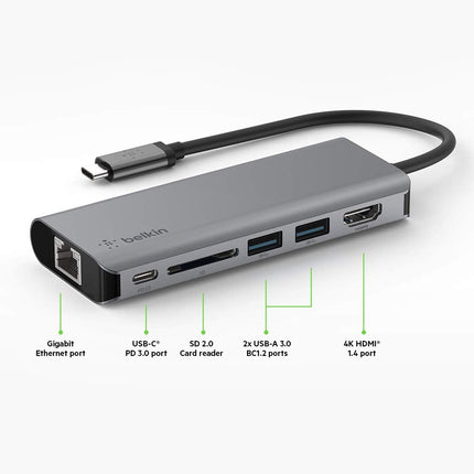 Belkin Usb-C Hub 6 In 1 Adapter