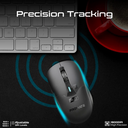Promate Dual Mode Rechargeable Wireless Mouse with BT & RF Connectivity