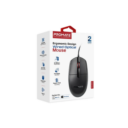 PROMATE ERGONOMIC DESIGN WIRED OPTICAL MOUSE
