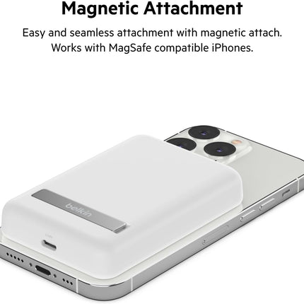 Belkin BoostCharge Magnetic Wireless Power Bank 5K + Stand White