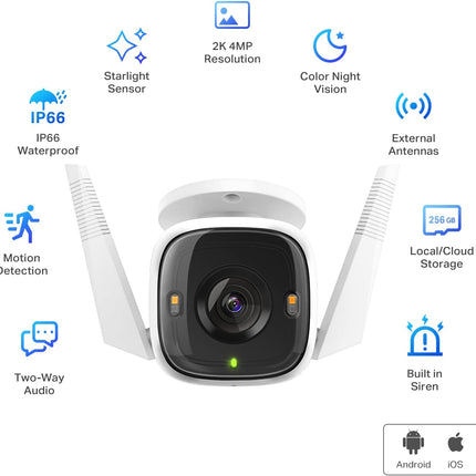 Tapo Smart Outdoor Colour Smart Camera 4mp