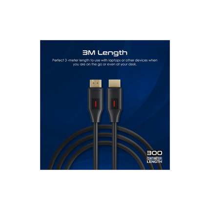 Promate HDMI 2.0 Cable 4K 60Hz HDMI to HDMI Slim 3m Cable with 3D Video Support 18Gbps Bandwidth Ethernet Support and Gold-Plated Connectors