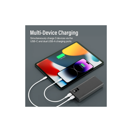 Promate iPhone 15 Portable Charger High-Capacity 20000Mah Slim Power Bank Dual USB Ports 10W Type-C Input/Output Port
