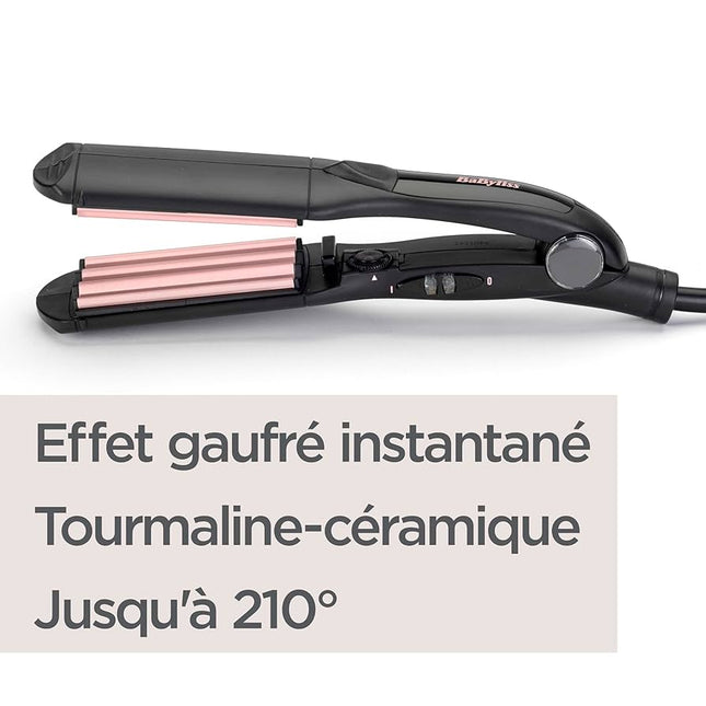 BABYLISS THE CRIMPER CREPE IRON WITH 10 TEMPERATURE LEVELS UP TO 210 °C AND AUTOMATIC SHUT-OFF BLACK