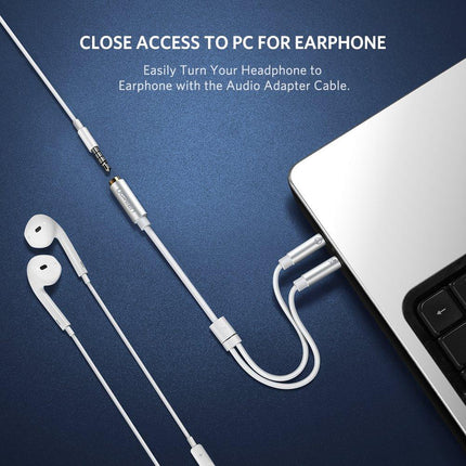 Ugreen 3.5Mm Female To 2 Male Audio Cable White