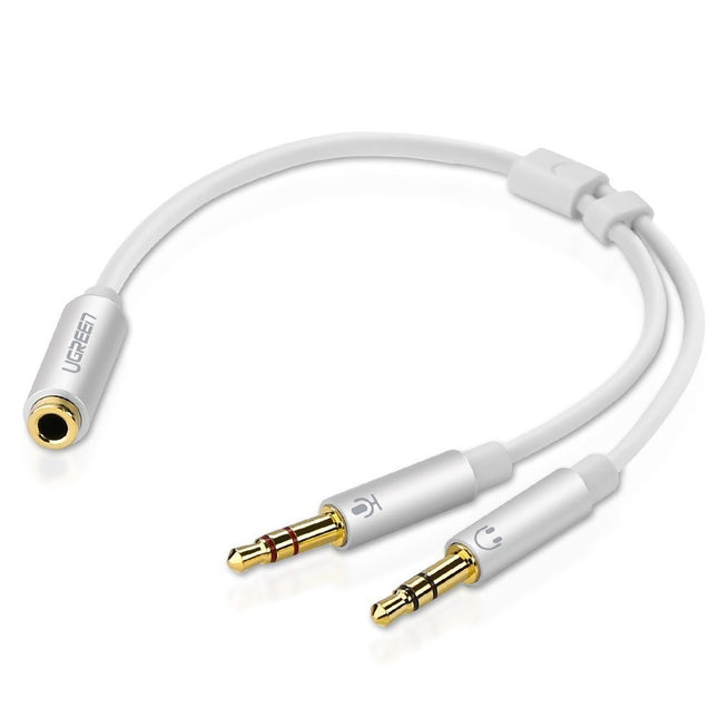 Ugreen 3.5Mm Female To 2 Male Audio Cable White
