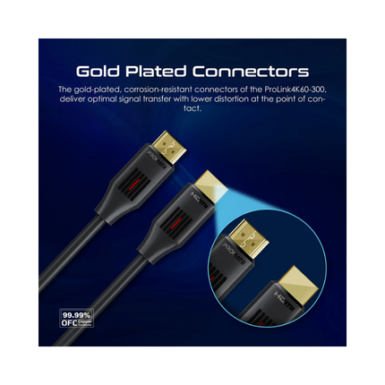 Promate HDMI 2.0 Cable 4K 60Hz HDMI to HDMI Slim 3m Cable with 3D Video Support 18Gbps Bandwidth Ethernet Support and Gold-Plated Connectors